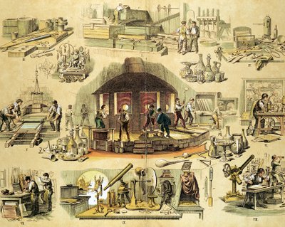 Lasin valmistus, c1870 tekijältä Unbekannt