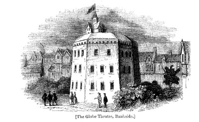 Globe Theatre, Bankside, Southwark, Lontoo, sellaisena kuin se esiintyi vuonna 1598 tekijältä Unbekannt