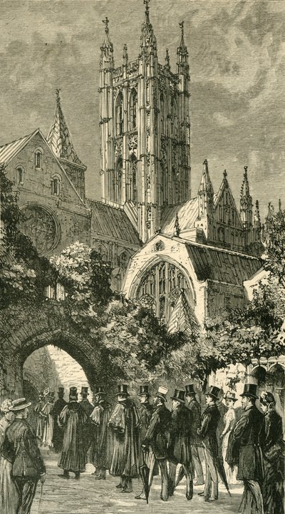 Pimeän sisäänkäynnin palvelukseen siirtyminen: Siirtomaa- ja intialaiset vierailijat Canterburyssa, 1886. tekijältä Unbekannt