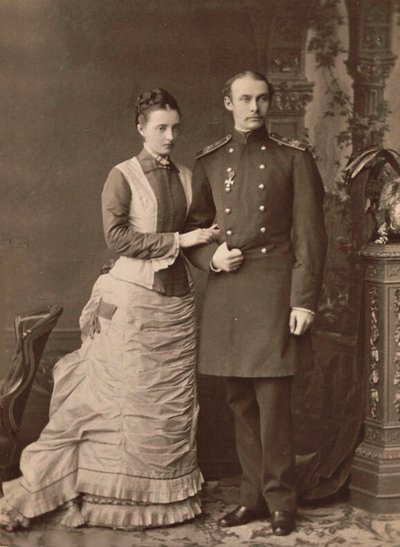 Venäjän suurherttuatar Anastasia Mihailovna ja suurruhtinas Frederick Francis III, 1878. tekijältä Unbekannt
