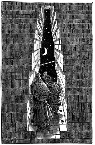 Gizan suuri Cheopsin pyramidi, jota käytetään tähtitieteellisenä observatoriona, 1891 tekijältä Unbekannt