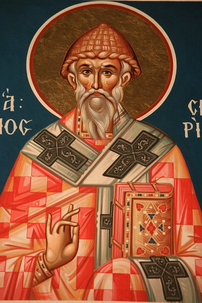 Kreikkalainen ortodoksinen ikoni, joka kuvaa Saint Spiridon Thessalonique Grecea tekijältä Unbekannt