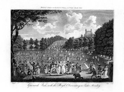 Greenwich Park ja Royal Observatory pääsiäismaanantaina Lontoossa 1804 tekijältä Unbekannt