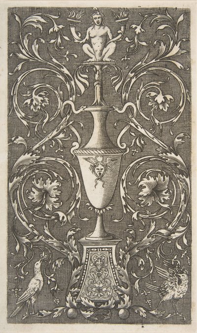 Groteski maljakoineen, lintuineen ja akantuskääröineen, n. 1515-1600. tekijältä Unbekannt