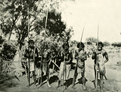 Aboriginaalimiesten ryhmä, Queensland, Australia, 1901. tekijältä Unbekannt