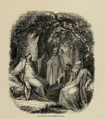 Arkkidruidien ja druidien ryhmä kirjasta Old England: A Pictorial Museum, 1845 tekijältä Unbekannt