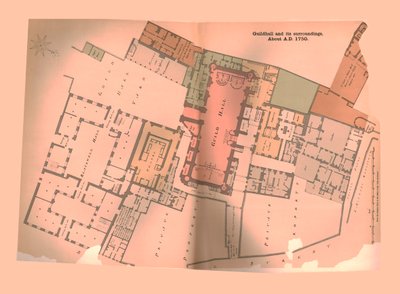 Guild Hall City of London Plan, c1750, 1886 tekijältä Unbekannt