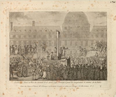 Giljotiini pystytettiin Place du Carrouseliin 13. elokuuta 1792… tekijältä Unbekannt