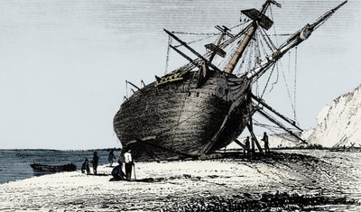 HMS Beagle laskettu maihin, Rio Santa Cruz, Patagonia, Etelä-Amerikka, 1834 1839 tekijältä Unbekannt