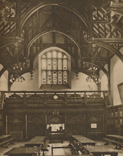Hall of Grays Inn, jossa virheiden komedia näytettiin Shakespearen elinaikana, vuonna 1935. tekijältä Unbekannt
