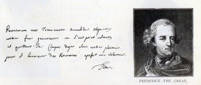 Frederick Suuren, Preussin kuninkaan, käsiala ja allekirjoitus (kynä ja muste paperille) tekijältä Unbekannt