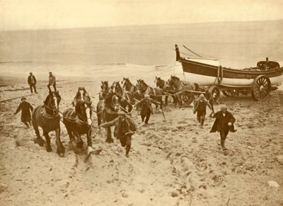 Pelastusveneen vetäminen, 1930. tekijältä Unbekannt