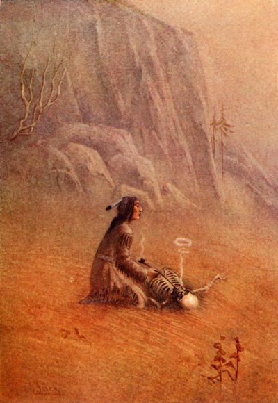 Hän sytytti piipun ja asetti sen luurangon suuhun, 1914. tekijältä Unbekannt
