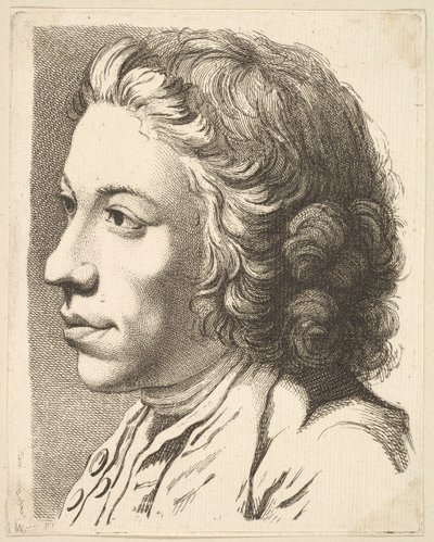 Profiilimiehen johtaja, Livre de Têtes Gravées dapres F. Boucher et Autres..., 1700-luku. tekijältä Unbekannt