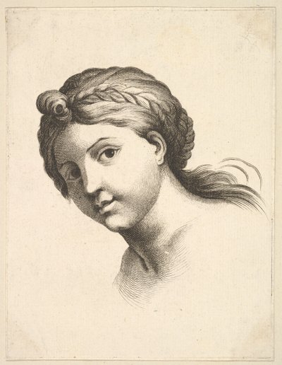 Naisen pää, Livre de Têtes Gravées dapres F. Boucher et Autres Book of..., 1700-luku. tekijältä Unbekannt