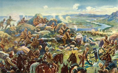 Suuntana Cronjesta - Ranskan kenraali estämässä tietä Koodoosrand Driftissä, 1901. tekijältä Unbekannt