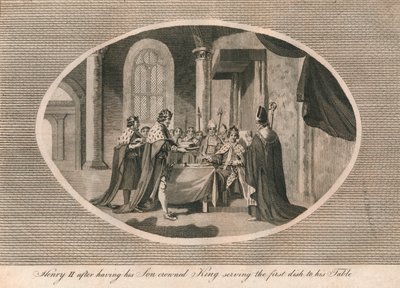 Henrik II, kruunattuaan poikansa kuninkaaksi, tarjosi ensimmäisen annoksen pöytäänsä, 1170 1793 tekijältä Unbekannt