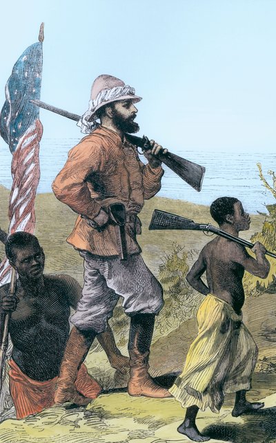 Henry Morton Stanley lähestyy Tanganyika-järveä, Afrikka, 1800-luku tekijältä Unbekannt