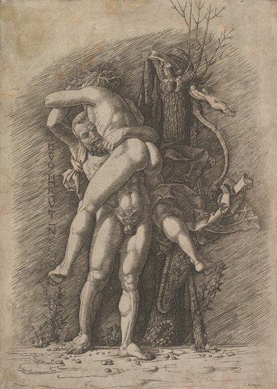 Hercules ja Antaeus, n. 1497. tekijältä Unbekannt