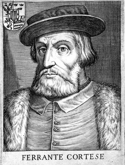 Hernan Cortes 1485-1547, espanjalainen valloittaja, joka valloitti Meksikon tekijältä Unbekannt