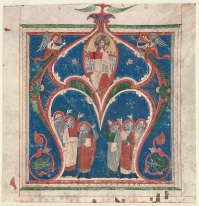 Historioitu alkukirjain A Poistettu antifonaasta: Kristus Majesteetissa profeettojen kanssa, n. 1280-1300. tekijältä Unbekannt