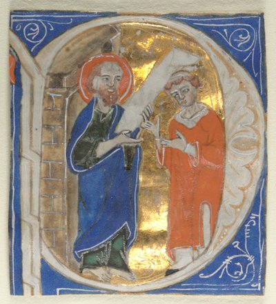 Historioitu alkukirja, joka on poistettu Raamatusta: St. Paul ja pappi, 1200-luku. tekijältä Unbekannt