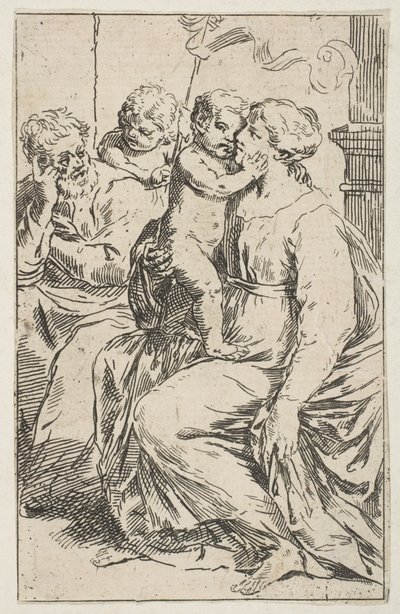 Pyhä perhe Pyhän Johannes Kastajan kanssa, kopio käänteisenä Cantarinin mukaan, n. 1640-1642 tai sen jälkeen. tekijältä Unbekannt