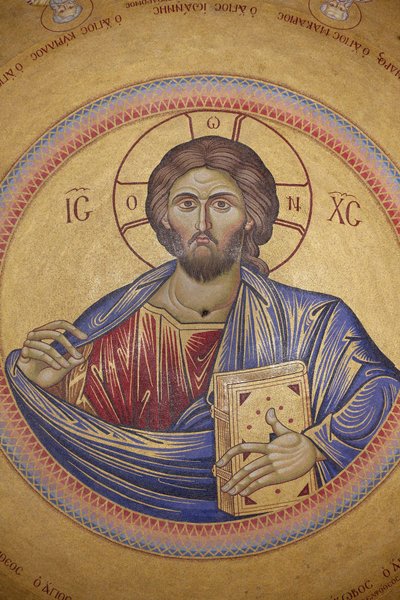 Pyhän haudan kirkko, Katolikonin katto, Christ Pantocrator mosaiikki, Jerusalem, Israel tekijältä Unbekannt