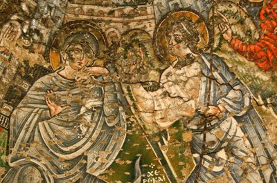 Pyhän Neitsyt ja Pyhän Johannes Kamen koptilainen luostari: 800-luvun fresko: Anunciation Egypt tekijältä Unbekannt