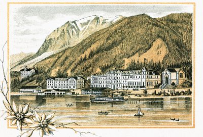 Hotel Scholastika Achensee-järven varrella Achen Tiroli Itävalta noin 1900 tekijältä Unbekannt