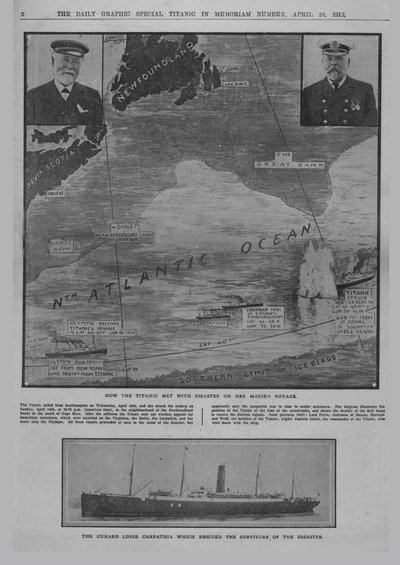 Kuinka Titanic kohtasi katastrofin... ja Cunardin laiva Carpathia..., 20. huhtikuuta 1912. tekijältä Unbekannt