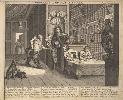 Hudibras ja lakimies Levy 12: Kuvituksia Samuel Butlersille Hudibras, 1725-30. tekijältä Unbekannt