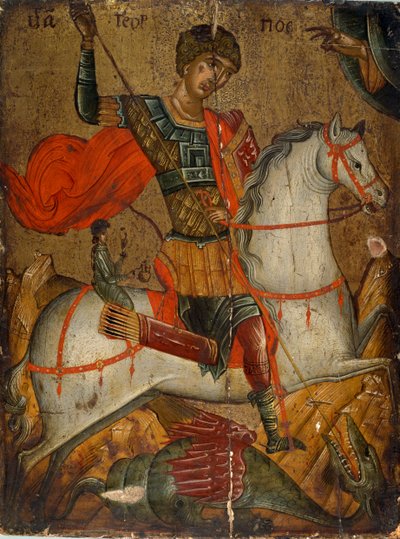 Lohikäärmeen surmaavan Pyhän Yrjön ikoni, 1400-1500-luku tekijältä Unbekannt