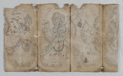 Ikonografinen piirustus tantrisista valaistuneista olennoista päinvastoin, n. 1500. tekijältä Unbekannt