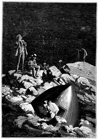 Kuvitus Jules Vernen teoksesta Maasta kuuhun, 1865 tekijältä Unbekannt