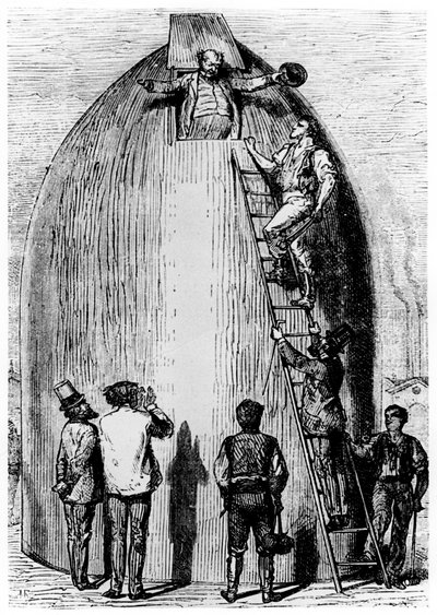 Kuvitus Jules Vernen teoksesta Maasta kuuhun, 1865 tekijältä Unbekannt