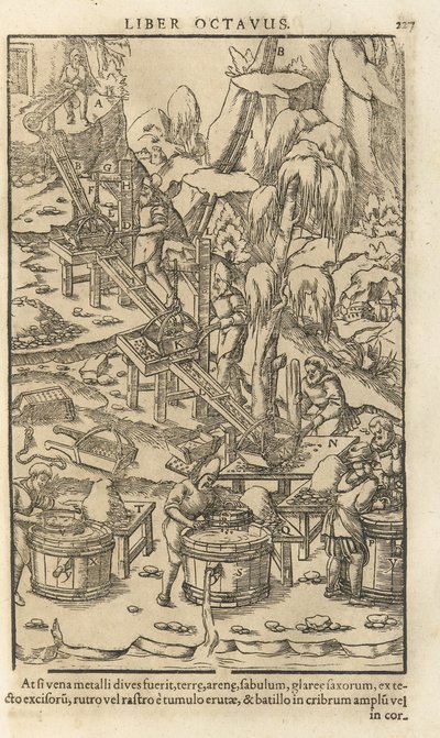 Kuvitus Georgius Agricolan teoksesta De re metallica libri XII, 1556 tekijältä Unbekannt