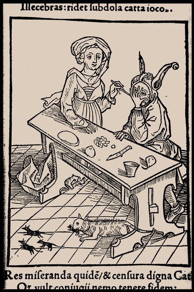 Kuvitus Sebastian Brantin kirjaan Hullujen laiva, 1497. tekijältä Unbekannt