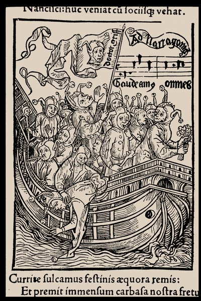 Kuvitus Sebastian Brantin kirjaan Hullujen laiva, 1497. tekijältä Unbekannt