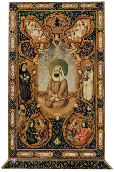 Imaami Ali Ali ibn Abi Talib poikiensa Hasanin ja Husaynin kanssa, 1871. tekijältä Unbekannt
