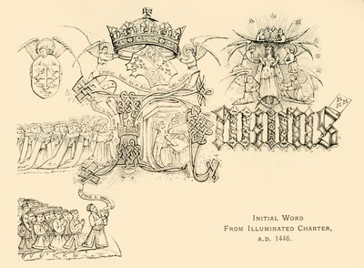 Initial Word from Illuminated Charter, A.D. 1446, 1911. tekijältä Unbekannt
