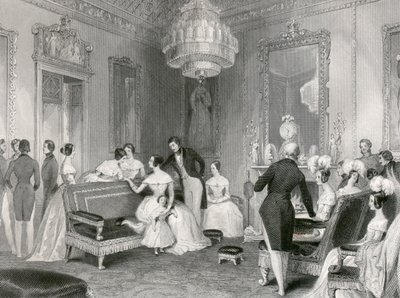 Keltaisen olohuoneen sisustus, Buckinghamin palatsi, Lontoo, 1840 tekijältä Unbekannt
