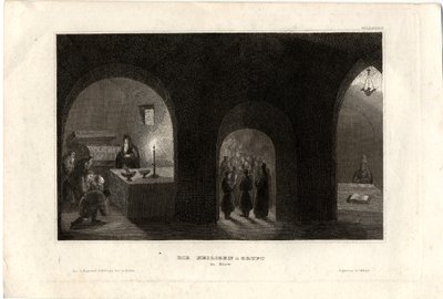 Sisäkuva Kiovan luolaluostarin Pyhästä haudasta, 1850 tekijältä Unbekannt