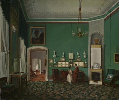 Sisustus enfiladilla, 1830-luku tekijältä Unbekannt