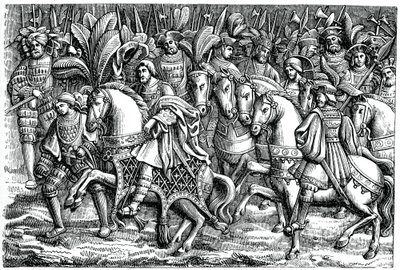 Francis I:n ja Henrik VIII:n haastattelu kultakankaan kentällä, 1520, 1870 tekijältä Unbekannt