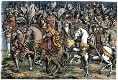 Franciscus I:n ja Henrik VIII:n haastattelu kultakankaalla, 1520, 1870. tekijältä Unbekannt
