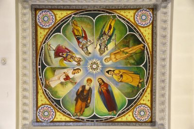 Jalaram Prathana hindutemppeli, Leicester. Kattotaideteos. Jumalat (mukaan lukien Jeesus Kristus). Yhdistynyt kuningaskunta tekijältä Unbekannt