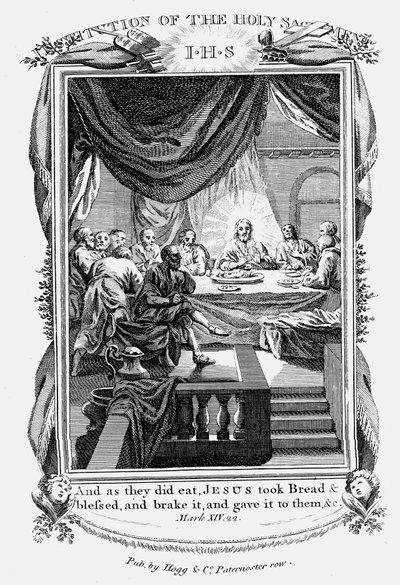 Jeesus ja hänen opetuslapsensa viimeisellä ehtoollisella vuonna 1804 tekijältä Unbekannt