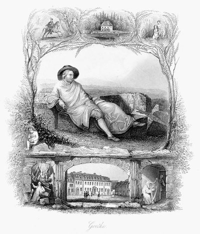 Johann Wolfgang von Goethe, saksalainen runoilija, näytelmäkirjailija ja tiedemies, v. 1860 tekijältä Unbekannt