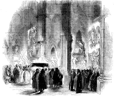 Joseph Addisonsin soihtuhautajaiset Westminster Abbeyssa, 1719 c1850 tekijältä Unbekannt